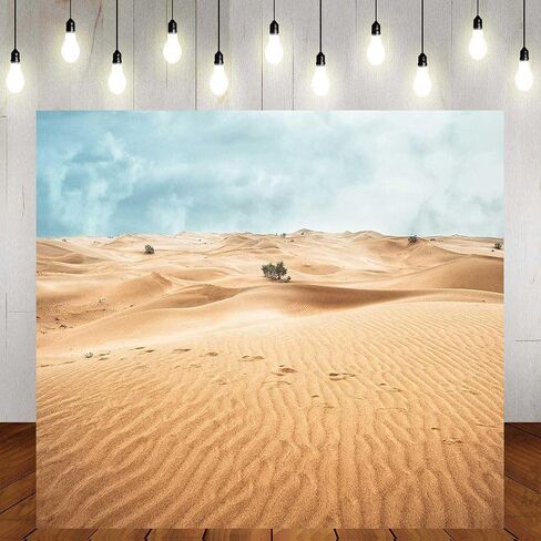 Desert Landscape Photography Backdrop Sand Dunes Sparse Green Shrub Plant Trees Blue Sky Natural Scenery Background (10x7ft) in Kuwait