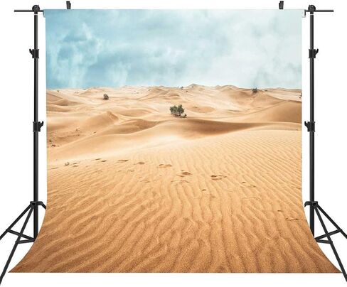 Desert Landscape Photography Backdrop Sand Dunes Sparse Green Shrub Plant Trees Blue Sky Natural Scenery Background (10x7ft) in Kuwait