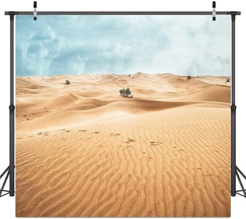 Desert Landscape Photography Backdrop Sand Dunes Sparse Green Shrub Plant Trees Blue Sky Natural Scenery Background (10x7ft) in Kuwait