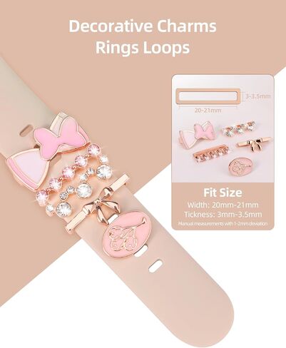 Cartoon Watch Band Charms Compatible with iWatch Series 8 7 6 5 4 3 2 1 All Models Women Cute Decorative Ring Loops Smart Watch Accessories Set Diamond Jewelry Gifts for Women(No Band) in Saudi Arabia
