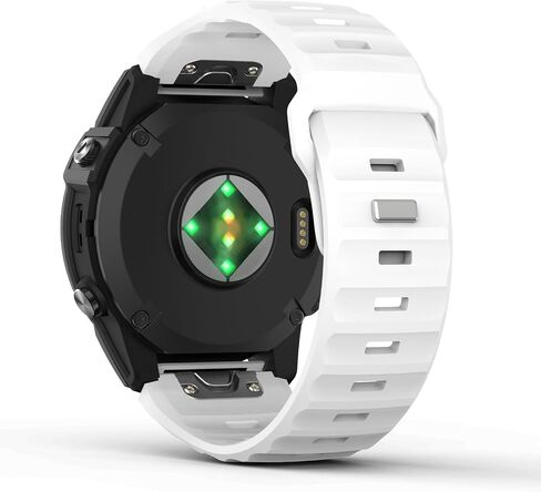 سوار ساعة MoKo QuickFit 26 مم متوافق مع Garmin Fenix ​​7X Pro/6X Pro/7X/6X/5X Plus/5X/3/Instinct 2X/Descent MK2i، حزام سيليكون سميك سهل التركيب، سوار معصم رياضي بديل، أبيض in Saudi Arabia