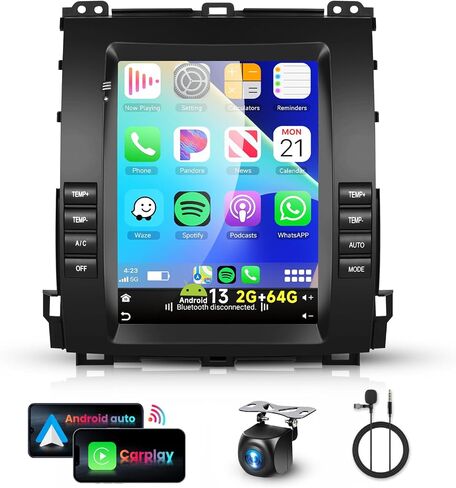 8 CORE 2G+64G Car Radio Stereo for Toyota Prado/for Lexus GX470 2002-2009 with Wireless CarPlay Android Auto, 9.7 Inch 1280 * 720P IPS Touch Screen Android 13 GPS WiFi Bluetooth 32-Band DSP Camera in Saudi Arabia