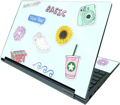 MightySkins Glossy Glitter Skin Compatible with Lenovo Yoga C940 15" (2020) - VSCO Girl | Protective, Durable High-Gloss Glitter Finish | Easy to Apply, Remove, and Change Styles | Made in The USA in Saudi Arabia