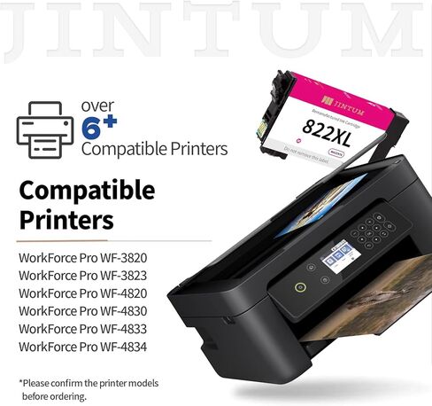 استبدال خراطيش الحبر المعاد تصنيعها 822XL لخراطيش الحبر Epson 822XL 822 T822 XL لطابعة Workforce Pro WF-3820 WF-4820 WF-4830 WF-4833 (2 أسود، 1 سماوي، 1 أرجواني، 1 أصفر، 5 عبوات) in Kuwait