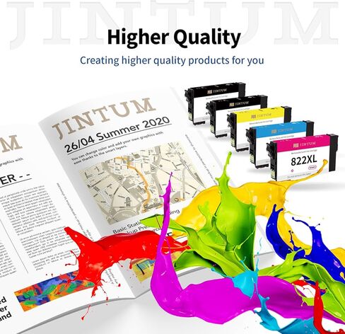 استبدال خراطيش الحبر المعاد تصنيعها 822XL لخراطيش الحبر Epson 822XL 822 T822 XL لطابعة Workforce Pro WF-3820 WF-4820 WF-4830 WF-4833 (2 أسود، 1 سماوي، 1 أرجواني، 1 أصفر، 5 عبوات) in Kuwait