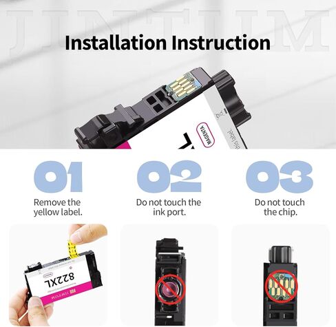 استبدال خراطيش الحبر المعاد تصنيعها 822XL لخراطيش الحبر Epson 822XL 822 T822 XL لطابعة Workforce Pro WF-3820 WF-4820 WF-4830 WF-4833 (2 أسود، 1 سماوي، 1 أرجواني، 1 أصفر، 5 عبوات) in Kuwait