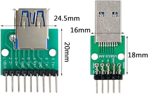 4pcs USB3.0 Male and Female to DIP Converter Board with 9 Pin 2.54mm Pitch Adapter for DIY USB Power Supply Breadboard Design（2Male and 2Female） in Kuwait