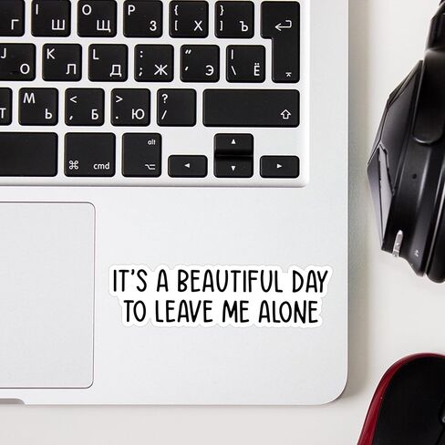 (3pcs) It's A Beautiful Day to Leave Me Alone Sticker for Tumbler Funny Sarcastic Motivational Phrase Inspirational Quote Vinyl Decal for Kindle Laptop Water Bottle Phone Hard Hat -3x1 in Saudi Arabia