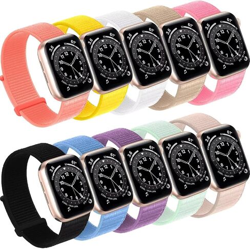 Bifeiyo 10 Pack Compatible with Apple Watch Band 49MM 45MM 44MM 42MM 41MM 40MM 38MM, Women Men Sport Nylon Loop Strap for iWatch Series Ultra 8 7 6 5 4 3 2 1 SE in Saudi Arabia