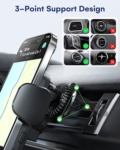 شاحن سيارة لاسلكي، ZEEHOO 20 وات للشحن السريع، حامل فتحة تهوية السيارة التلقائي، حامل شاحن هاتف السيارة اللاسلكي لهاتف iPhone 15 14 13 12 11، Samsung Galaxy S23 Ultra S22، LG، Pixel، إلخ in Kuwait