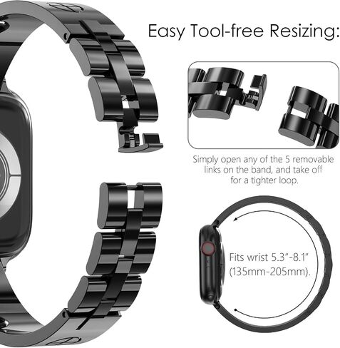 NewWays Metal Strap Compatible with Apple Watch Band 38mm 40mm 41mm 42mm 44mm 45mm 46mm 49mm for iWatch Series 10 9 8 7 6 5 4 3 2 1 SE Ultra Women Dressy Love Bracelet Bangle Wristband in Saudi Arabia