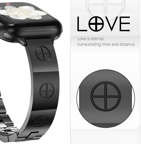 NewWays Metal Strap Compatible with Apple Watch Band 38mm 40mm 41mm 42mm 44mm 45mm 46mm 49mm for iWatch Series 10 9 8 7 6 5 4 3 2 1 SE Ultra Women Dressy Love Bracelet Bangle Wristband in Saudi Arabia