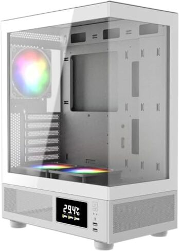 GAMDIAS White ATX Mid Tower Computer Case with Tempered Glass, Gaming PC Case w/Temperature Display & 3X 120mm ARGB Fans, Support Up to 5X Fans, 240mm AIO/Radiator, 340mm GPU/VGA, 160mm CPU Cooler in Saudi Arabia