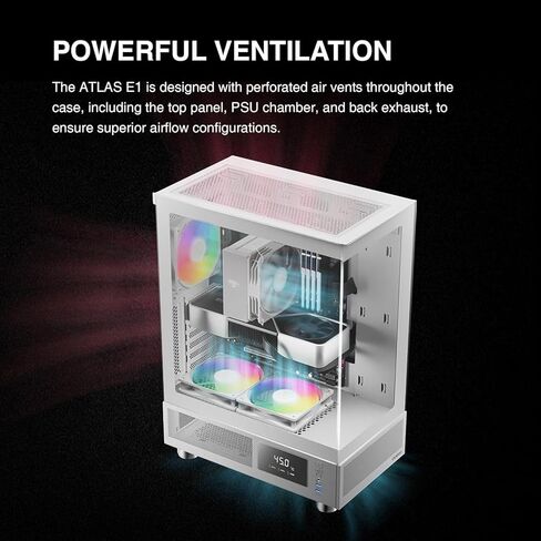GAMDIAS White ATX Mid Tower Computer Case with Tempered Glass, Gaming PC Case w/Temperature Display & 3X 120mm ARGB Fans, Support Up to 5X Fans, 240mm AIO/Radiator, 340mm GPU/VGA, 160mm CPU Cooler in Saudi Arabia