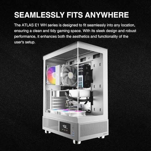 GAMDIAS White ATX Mid Tower Computer Case with Tempered Glass, Gaming PC Case w/Temperature Display & 3X 120mm ARGB Fans, Support Up to 5X Fans, 240mm AIO/Radiator, 340mm GPU/VGA, 160mm CPU Cooler in Saudi Arabia