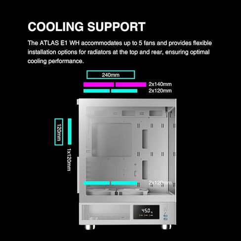GAMDIAS White ATX Mid Tower Computer Case with Tempered Glass, Gaming PC Case w/Temperature Display & 3X 120mm ARGB Fans, Support Up to 5X Fans, 240mm AIO/Radiator, 340mm GPU/VGA, 160mm CPU Cooler in Saudi Arabia