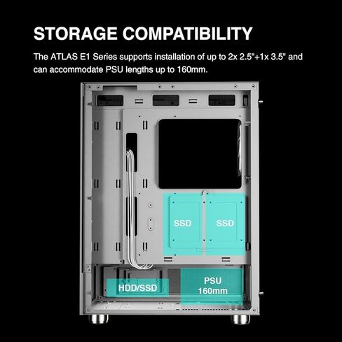 GAMDIAS White ATX Mid Tower Computer Case with Tempered Glass, Gaming PC Case w/Temperature Display & 3X 120mm ARGB Fans, Support Up to 5X Fans, 240mm AIO/Radiator, 340mm GPU/VGA, 160mm CPU Cooler in Saudi Arabia
