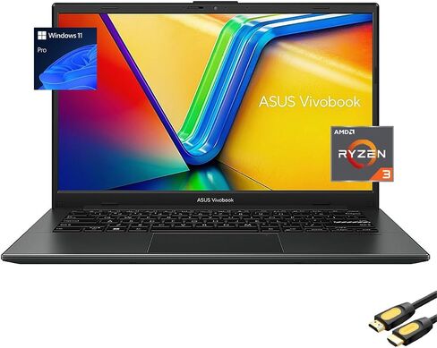 كمبيوتر محمول ASUS Vivobook Go، شاشة 14 بوصة FHD NanoEdge، 4-Cores Ryzen 3 7320U (حتى 4.1 هرتز)، ذاكرة الوصول العشوائي 8 جيجابايت، 1 تيرابايت NVMe SSD، 180 درجة مسطحة، واي فاي، USB-C، كاميرا ويب، BT، HDMI، SPS كابل اتش دي ام اي، ويندوز 11 برو، مختلط اسود in Saudi Arabia