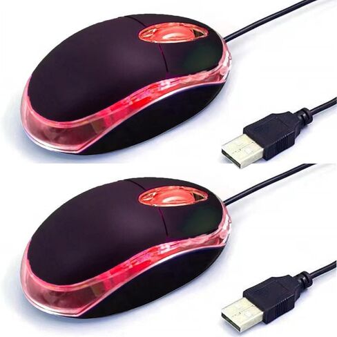 ماوس سلكي بصري صغير - ماوس سلكي بتصميم مريح، فأرة كمبيوتر USB لأجهزة الكمبيوتر المحمولة وأجهزة الكمبيوتر الشخصية، وفئران المكتب والمنزل، والمدرسة، والأطفال (أسود، سلكي) in Kuwait