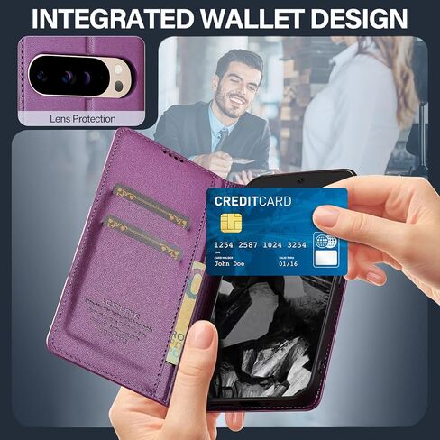 Kowauri Case for Google Pixel 9 Pro XL, PU Leather Wallet Flip Case for Women Men with Card Holder Kickstand Magnetic Closure Shockproof Protective Phone Cover for Google Pixel 9 Pro XL (Black) in Saudi Arabia