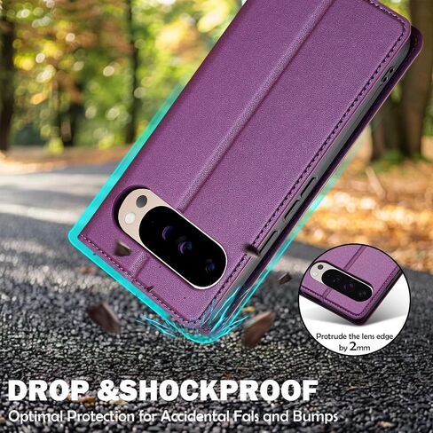 Kowauri Case for Google Pixel 9 Pro XL, PU Leather Wallet Flip Case for Women Men with Card Holder Kickstand Magnetic Closure Shockproof Protective Phone Cover for Google Pixel 9 Pro XL (Black) in Saudi Arabia