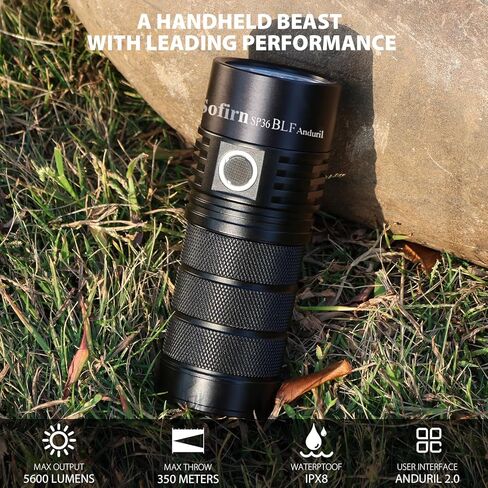مصباح يدوي sofirn قابل لإعادة الشحن EDC، SP36 BLF ضوء فلاش فائق السطوع 5600 لومن، Anduril 2.0 UI، IPX8 مقاوم للماء، مصباح يدوي LED مدمج للتخييم والمشي لمسافات طويلة وركوب القوارب والبحث عن انقطاع التيار الكهربائي in Kuwait
