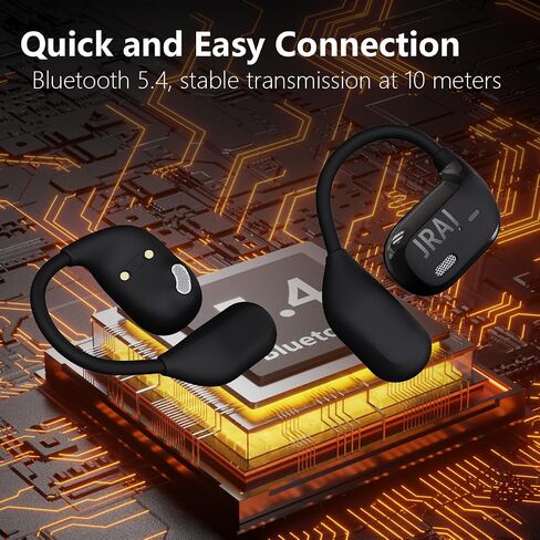 Bluetooth Earbuds Open Ear Headphones with Earhooks Wireless Headphones for Long-time Playback with Digital Display Suitable for Running Cycling Workout (Black, JR01) in Saudi Arabia
