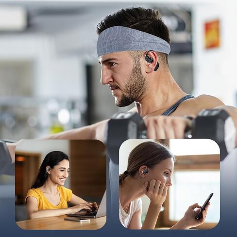 Bluetooth Earbuds Open Ear Headphones with Earhooks Wireless Headphones for Long-time Playback with Digital Display Suitable for Running Cycling Workout (Black, JR01) in Saudi Arabia