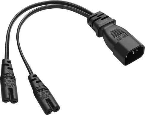 JSADZKJJSADZKJ C14 to Dual C7 Y Splitter Power Cord C14 Plug to C7+C7 Socket Power Adapter Cable 1 in 2 Out AC Power Cord 110V-250V 2.5A-10A for LED TV Monitor Cameras 30 cm/1 ft in Saudi Arabia