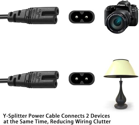JSADZKJJSADZKJ C14 to Dual C7 Y Splitter Power Cord C14 Plug to C7+C7 Socket Power Adapter Cable 1 in 2 Out AC Power Cord 110V-250V 2.5A-10A for LED TV Monitor Cameras 30 cm/1 ft in Saudi Arabia