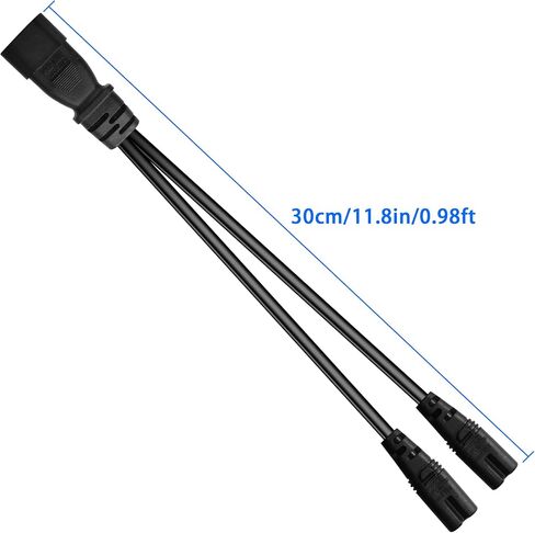 JSADZKJJSADZKJ C14 to Dual C7 Y Splitter Power Cord C14 Plug to C7+C7 Socket Power Adapter Cable 1 in 2 Out AC Power Cord 110V-250V 2.5A-10A for LED TV Monitor Cameras 30 cm/1 ft in Saudi Arabia