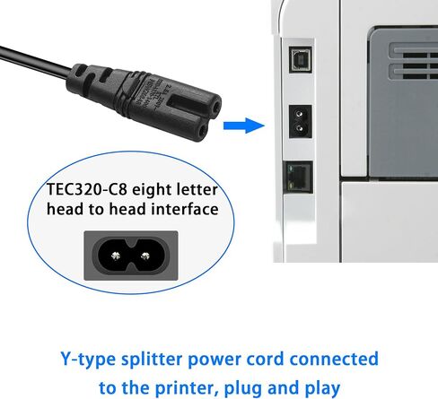 JSADZKJJSADZKJ C14 to Dual C7 Y Splitter Power Cord C14 Plug to C7+C7 Socket Power Adapter Cable 1 in 2 Out AC Power Cord 110V-250V 2.5A-10A for LED TV Monitor Cameras 30 cm/1 ft in Saudi Arabia