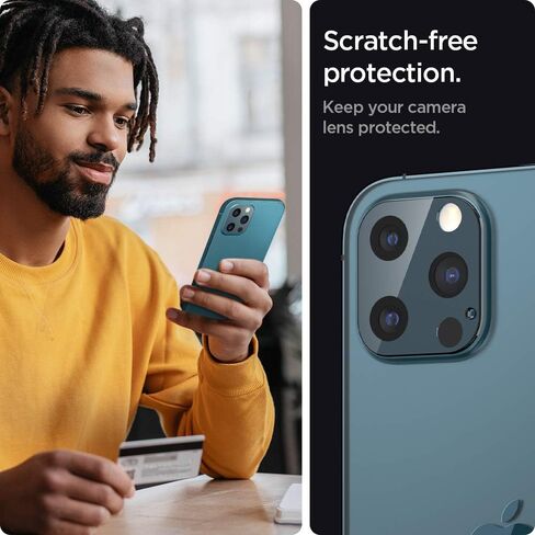 واقي شاشة لعدسة الكاميرا من Spigen [GlasTR Optik] مصمم لهاتف iPhone 12 Pro Max (2020) - أزرق باسيفيك [عبوة من قطعتين] in Kuwait