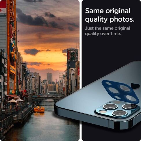 واقي شاشة لعدسة الكاميرا من Spigen [GlasTR Optik] مصمم لهاتف iPhone 12 Pro Max (2020) - أزرق باسيفيك [عبوة من قطعتين] in Kuwait