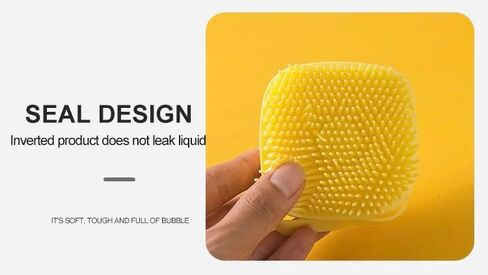 Pretza Multi-Functional Pet Bath & Massage Brush: Shampoo Dispenser, Soft Silicone Brush, Rubber Bristle for Dogs and Cats (Yellow) in Saudi Arabia