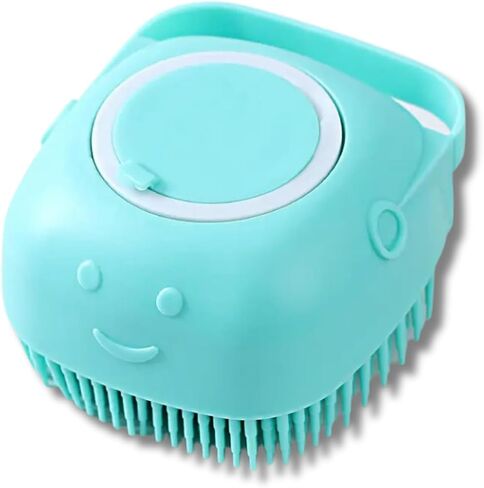 Pretza Multi-Functional Pet Bath & Massage Brush: Shampoo Dispenser, Soft Silicone Brush, Rubber Bristle for Dogs and Cats (Yellow) in Saudi Arabia