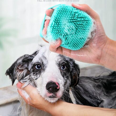 Pretza Multi-Functional Pet Bath & Massage Brush: Shampoo Dispenser, Soft Silicone Brush, Rubber Bristle for Dogs and Cats (Yellow) in Saudi Arabia