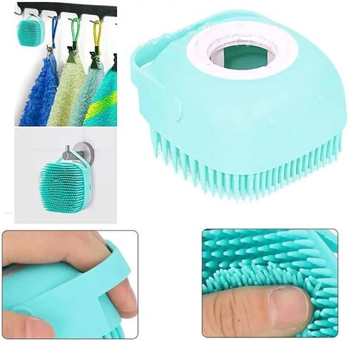 Pretza Multi-Functional Pet Bath & Massage Brush: Shampoo Dispenser, Soft Silicone Brush, Rubber Bristle for Dogs and Cats (Yellow) in Saudi Arabia