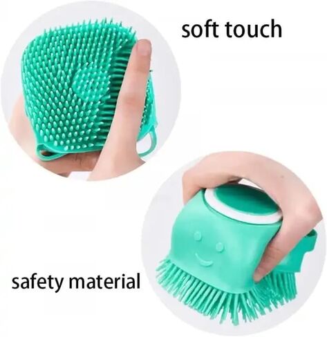 Pretza Multi-Functional Pet Bath & Massage Brush: Shampoo Dispenser, Soft Silicone Brush, Rubber Bristle for Dogs and Cats (Yellow) in Saudi Arabia