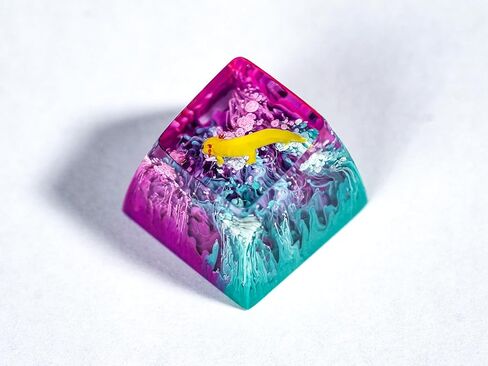 DATKEY Yellow Axolotl with Blue-Purple Background Artisan Keycap Ocean Keycaps Keyboard Keycaps Cute Keycaps Artisan Keycap Aesthetic Keycaps Custom Keycaps Ocean Gifts for Gaming Lover in Saudi Arabia