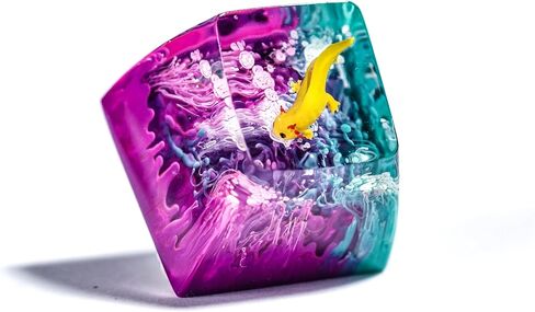 DATKEY Yellow Axolotl with Blue-Purple Background Artisan Keycap Ocean Keycaps Keyboard Keycaps Cute Keycaps Artisan Keycap Aesthetic Keycaps Custom Keycaps Ocean Gifts for Gaming Lover in Saudi Arabia