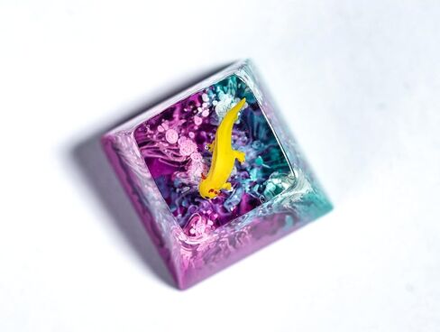 DATKEY Yellow Axolotl with Blue-Purple Background Artisan Keycap Ocean Keycaps Keyboard Keycaps Cute Keycaps Artisan Keycap Aesthetic Keycaps Custom Keycaps Ocean Gifts for Gaming Lover in Saudi Arabia