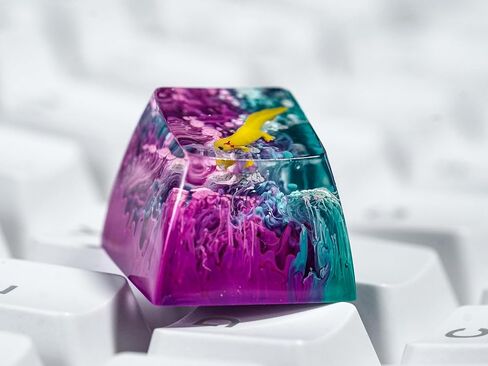 DATKEY Yellow Axolotl with Blue-Purple Background Artisan Keycap Ocean Keycaps Keyboard Keycaps Cute Keycaps Artisan Keycap Aesthetic Keycaps Custom Keycaps Ocean Gifts for Gaming Lover in Saudi Arabia