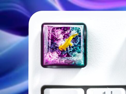 DATKEY Yellow Axolotl with Blue-Purple Background Artisan Keycap Ocean Keycaps Keyboard Keycaps Cute Keycaps Artisan Keycap Aesthetic Keycaps Custom Keycaps Ocean Gifts for Gaming Lover in Saudi Arabia