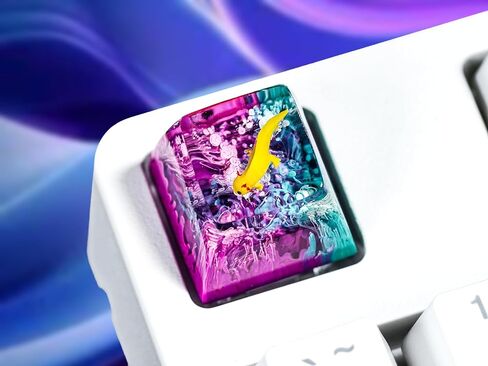DATKEY Yellow Axolotl with Blue-Purple Background Artisan Keycap Ocean Keycaps Keyboard Keycaps Cute Keycaps Artisan Keycap Aesthetic Keycaps Custom Keycaps Ocean Gifts for Gaming Lover in Saudi Arabia