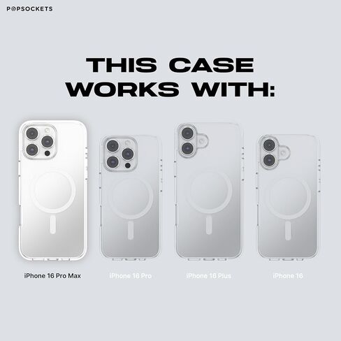 حافظة PopSockets iPhone 16 Pro Max متوافقة مع MagSafe، حافظة هاتف لهاتف iPhone 16 Pro Max، متوافقة مع الشحن اللاسلكي، حافظة فقط - لامعة in Kuwait