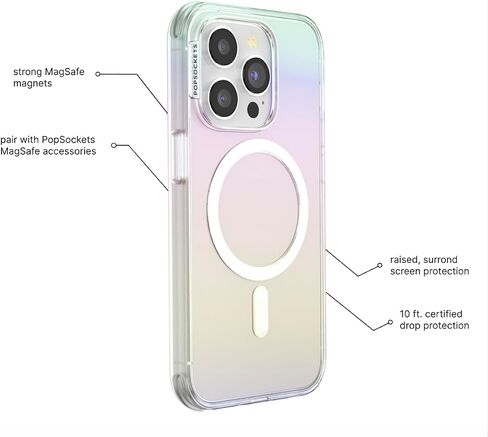 حافظة PopSockets iPhone 16 Pro Max متوافقة مع MagSafe، حافظة هاتف لهاتف iPhone 16 Pro Max، متوافقة مع الشحن اللاسلكي، حافظة فقط - لامعة in Kuwait