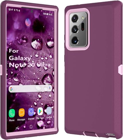 حافظة Galaxy Note 20 Ultra، حافظة لهاتف Samsung Galaxy Note 20 Ultra 5G، [حماية من السقوط] هيكل كامل ممتص للصدمات من البلاستيك TPU 3 طبقات متين للهاتف الصلب غطاء صلب قوي [أحمر خمري] in Kuwait