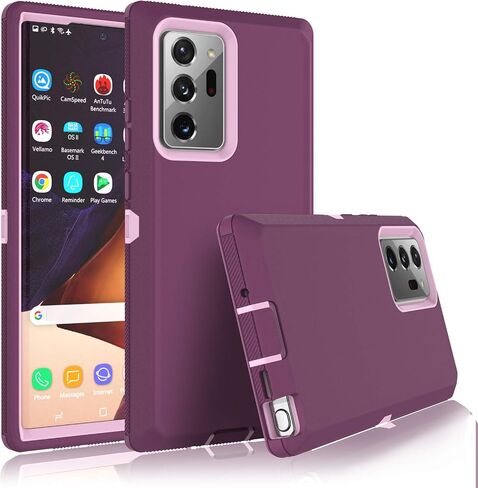 حافظة Galaxy Note 20 Ultra، حافظة لهاتف Samsung Galaxy Note 20 Ultra 5G، [حماية من السقوط] هيكل كامل ممتص للصدمات من البلاستيك TPU 3 طبقات متين للهاتف الصلب غطاء صلب قوي [أحمر خمري] in Kuwait