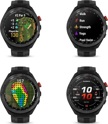 ساعة Garmin Approach S70 47MM Golf GPS Fitness Tracker للرجال، شاشة AMOLED خفيفة الوزن مقاس 1.2 بوصة تعمل باللمس و42000 دورة تدريبية محملة مسبقًا - أسود - ساعات Garmin للرجال in Saudi Arabia